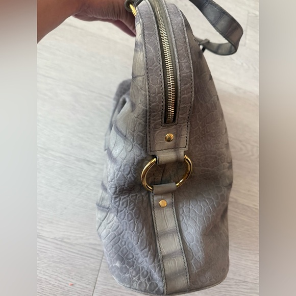 YSL Muse Embrossed Croc Suede With Leather Large Handbag - Picture 7 of 12